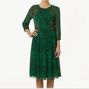 Aritzia T. Babaton Green Snake Print Silk Midi Dress Xs